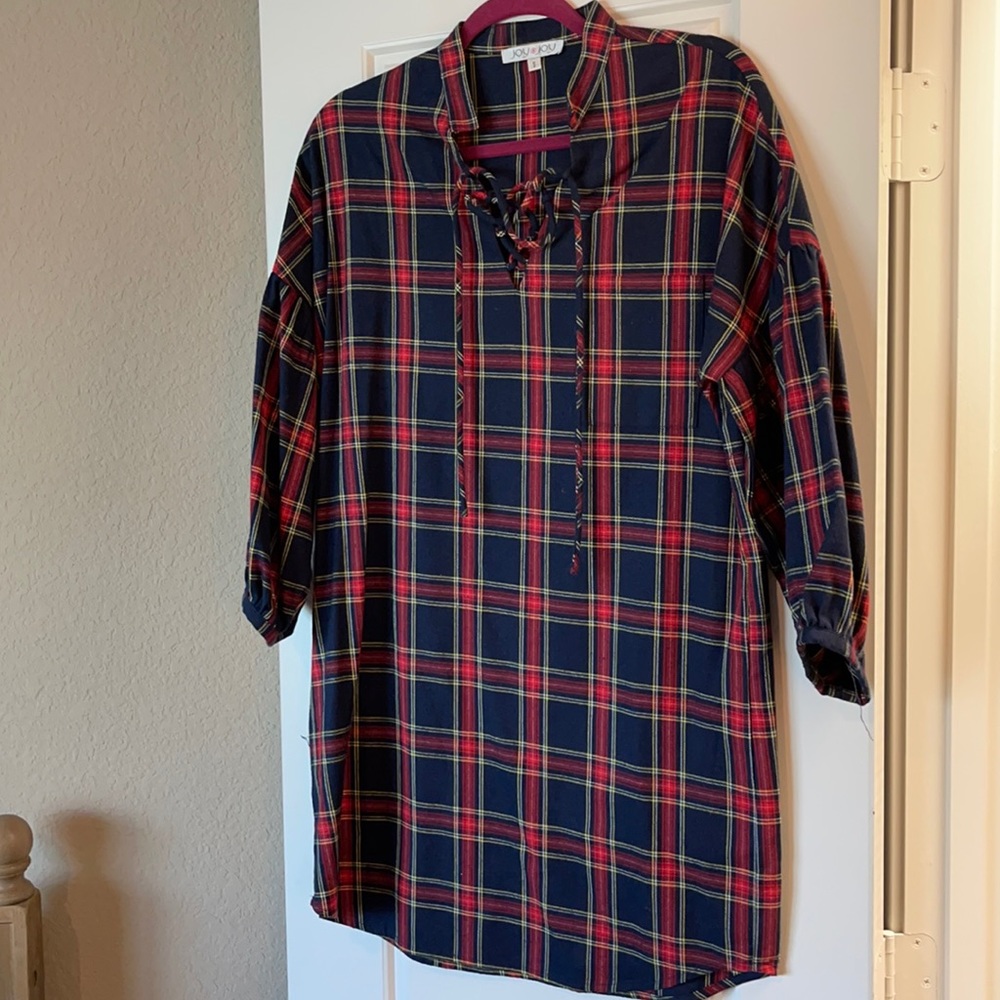Navy and Red Plaid Dress